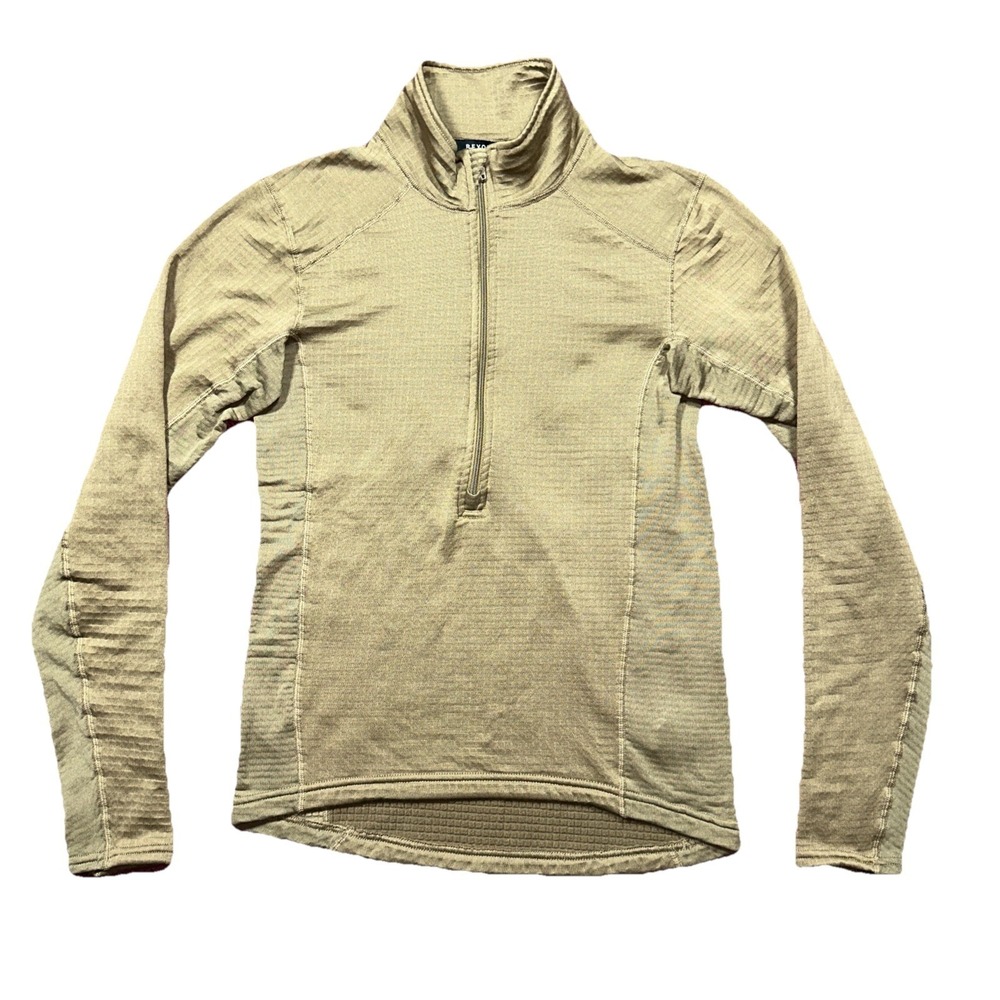 Beyond Clothing 1/2 Zip Pullover Mens Small Coyote Brown Polartec Fleece Grid